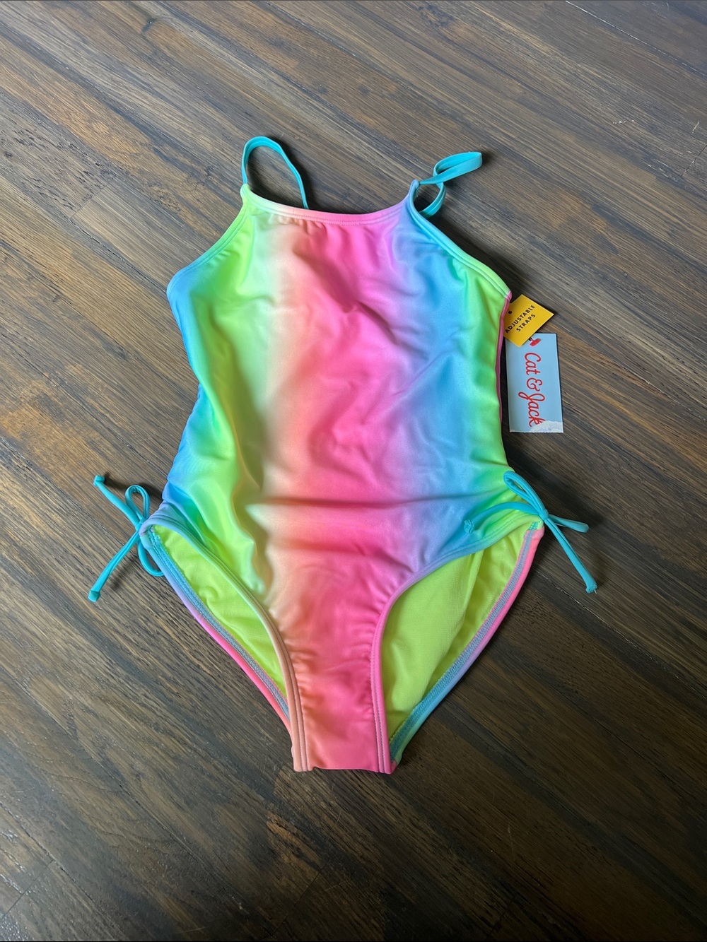Cat & Jack Rainbow Gradient One-Piece Swimsuit - Pink, Yellow, Blue, Green